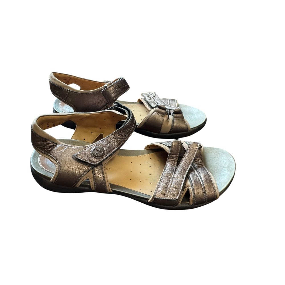 Clarks Artisan Unstructured Sandals Womens 9.5 Bronze Excellent Metallic Leather
